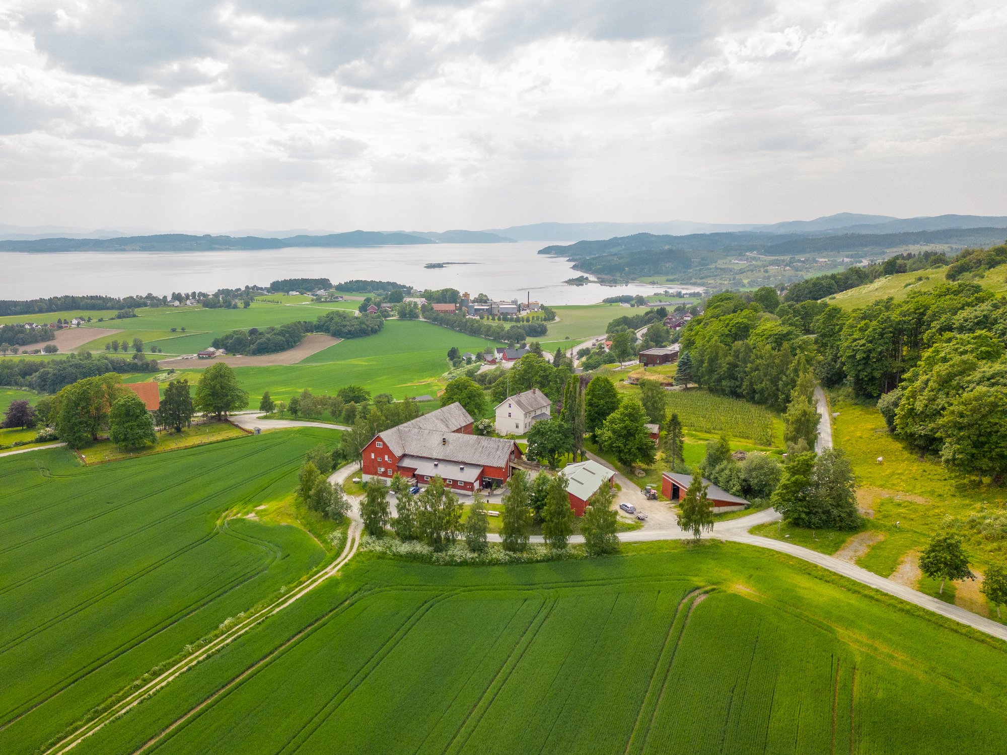 Gård på Inderøy sett fra lufte - Amedia Annonse